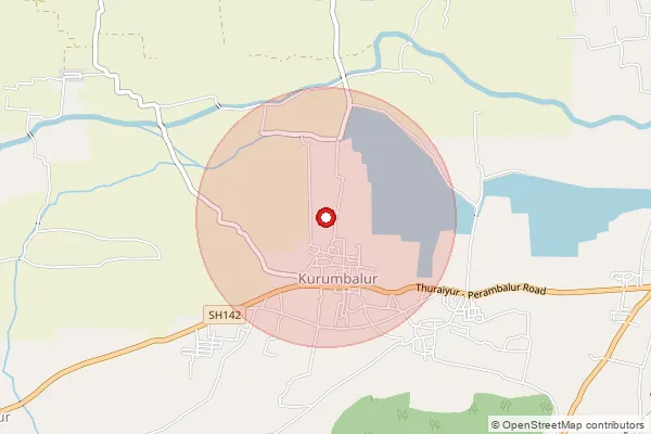 Map showing approximate area covered by Pincode 621107 — Tirupayar B.O, Perambalur