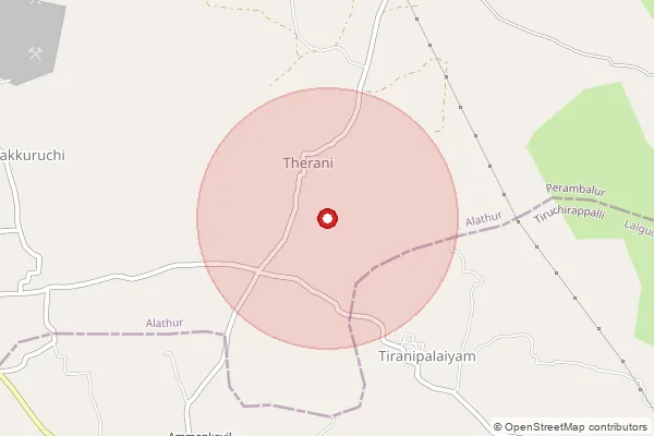 Map showing approximate area covered by Pincode 621109 — Naranamangalam B.O, Perambalur
