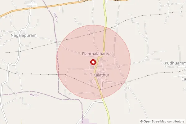 Map showing approximate area covered by Pincode 621114 — Tenur B.O, Perambalur