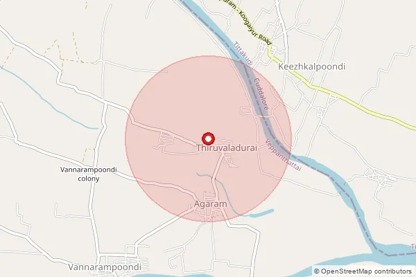 Map showing approximate area covered by Pincode 621117 — Karianur B.O, Perambalur