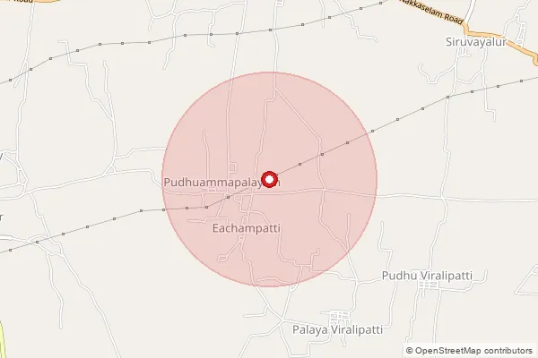 Map showing approximate area covered by Pincode 621118 — Adaikkampatti B.O, Perambalur