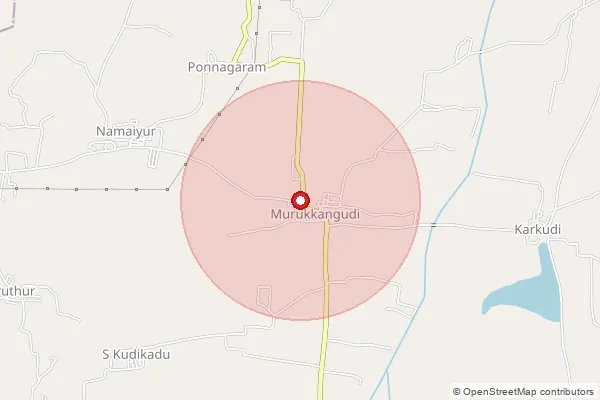 Map showing approximate area covered by Pincode 621133 — Eraiyur S.O (Perambalur), Perambalur