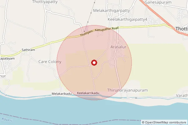 Map showing approximate area covered by Pincode 621203 — M.Puthur B.O, Tiruchirappalli
