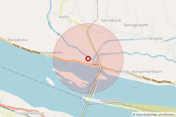 Map showing approximate area covered by Pincode 621204 — Gunasilam S.O, Tiruchirappalli