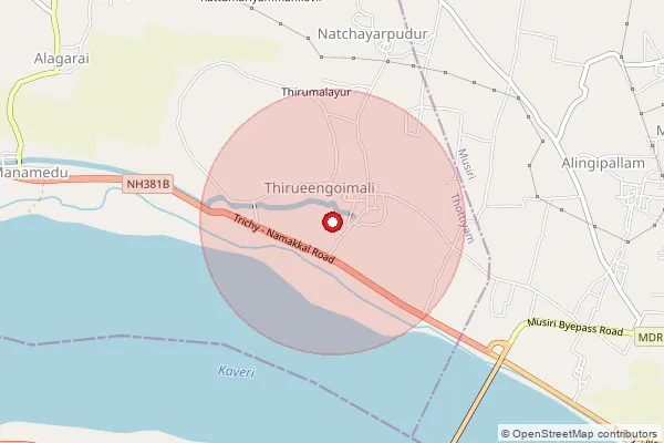 Map showing approximate area covered by Pincode 621209 — Thiruvengimalai B.O, Tiruchirappalli