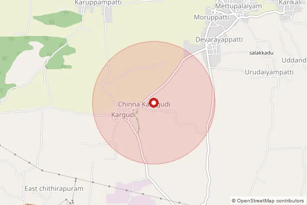 Map showing approximate area covered by Pincode 621210 — Angiyam B.O, Tiruchirappalli
