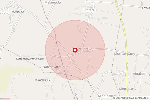Map showing approximate area covered by Pincode 621211 — Thumbalam B.O, Tiruchirappalli