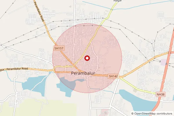 Map showing approximate area covered by Pincode 621212 — Perambalur H.O, Perambalur