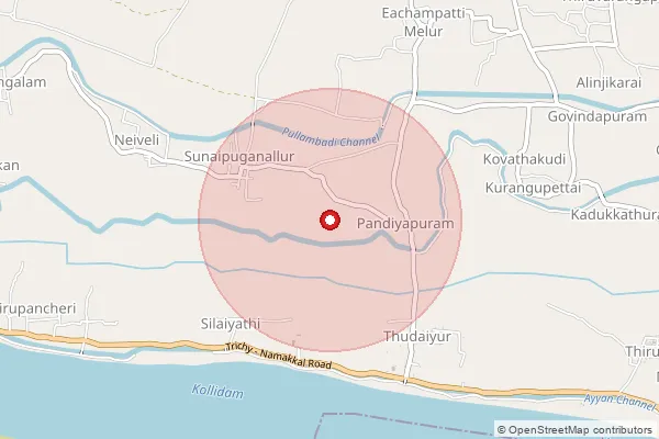 Map showing approximate area covered by Pincode 621213 — Kilianallur B.O, Tiruchirappalli