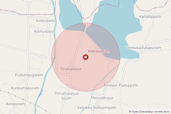 Map showing approximate area covered by Pincode 621217 — T Pudupatti B.O, Tiruchirappalli