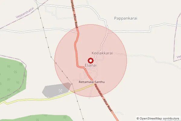 Map showing approximate area covered by Pincode 621219 — Vadakkumadevi B.O, Perambalur