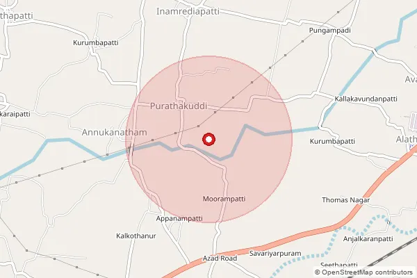 Map showing approximate area covered by Pincode 621302 — Kumaravadi B.O, Tiruchirappalli