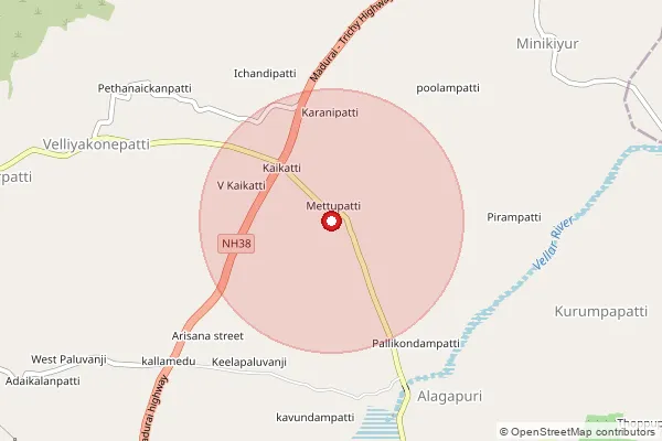Map showing approximate area covered by Pincode 621305 — Minaveli B.O, Pudukkottai