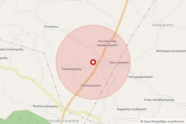 Map showing approximate area covered by Pincode 621306 — K.Periyapatti B.O, Tiruchirappalli