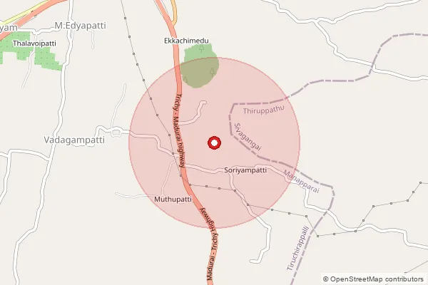 Map showing approximate area covered by Pincode 621314 — Adhigaram B.O, Tiruchirappalli