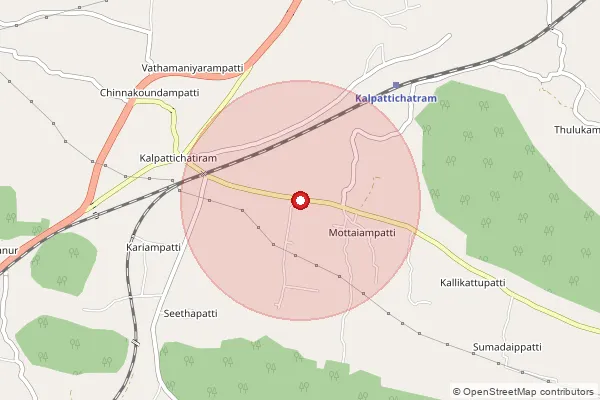 Map showing approximate area covered by Pincode 621315 — Kalpatti B.O, Tiruchirappalli