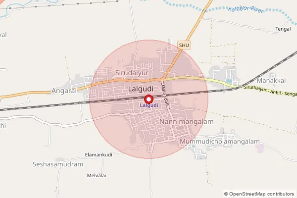Map showing approximate area covered by Pincode 621601 — Lalgudi Ho, Tiruchirappalli