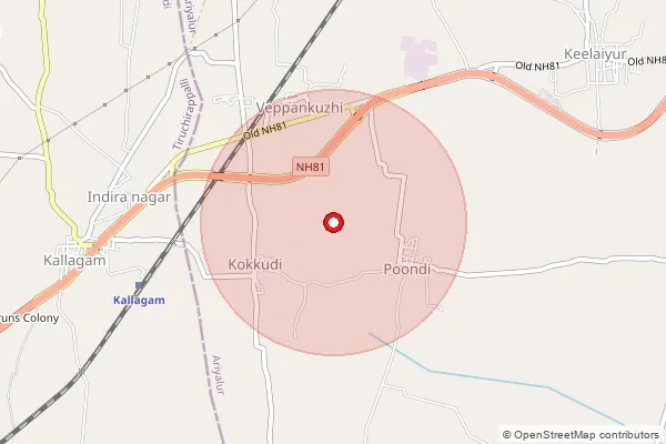 Map showing approximate area covered by Pincode 621653 — Keelarasur Bo, Tiruchirappalli