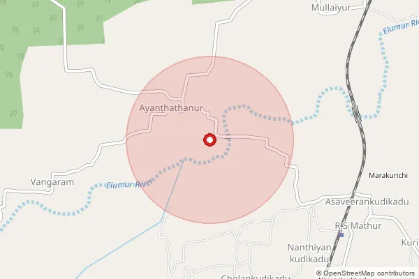 Map showing approximate area covered by Pincode 621709 — Manapathur Bo, Ariyalur