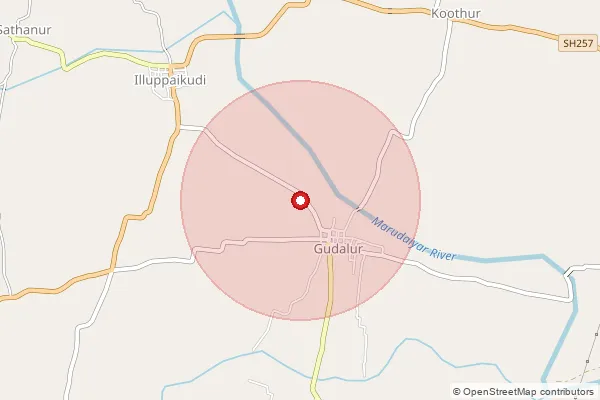 Map showing approximate area covered by Pincode 621713 — Allinagaram Bo, Perambalur