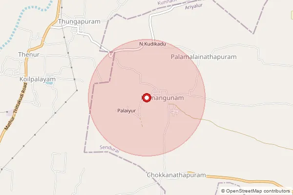 Map showing approximate area covered by Pincode 621716 — Kadur B.O, Perambalur