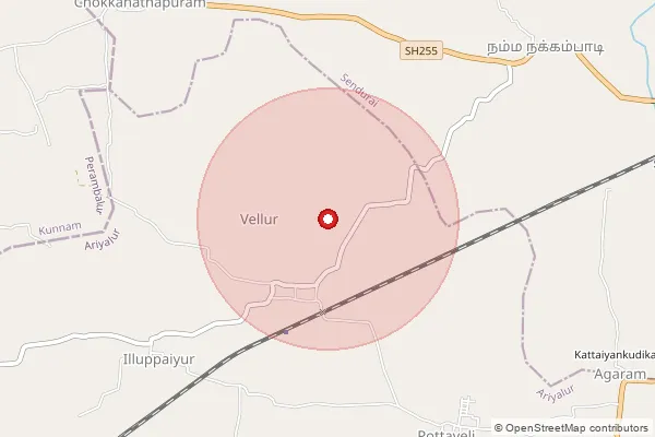 Map showing approximate area covered by Pincode 621718 — Anandavadi Bo, Ariyalur