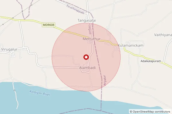 Map showing approximate area covered by Pincode 621722 — Thinnakulam B.O., Tiruchirappalli