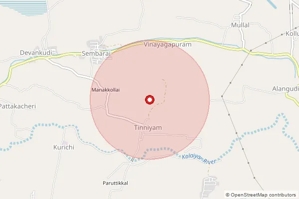 Map showing approximate area covered by Pincode 621801 — Pattanamkurichi Bo, Ariyalur