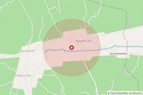 Map showing approximate area covered by Pincode 621806 — Pilakurichi Bo, Ariyalur