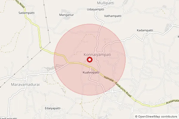 Map showing approximate area covered by Pincode 622002 — Karaiyur B.O, Pudukkottai