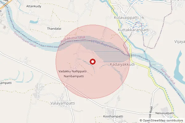 Map showing approximate area covered by Pincode 622003 — Attangudi B.O, Pudukkottai