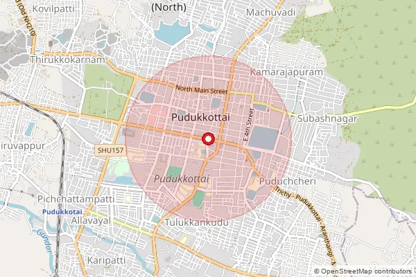 Map showing approximate area covered by Pincode 622005 — Pudukkottai Collectorate S.O, Pudukkottai