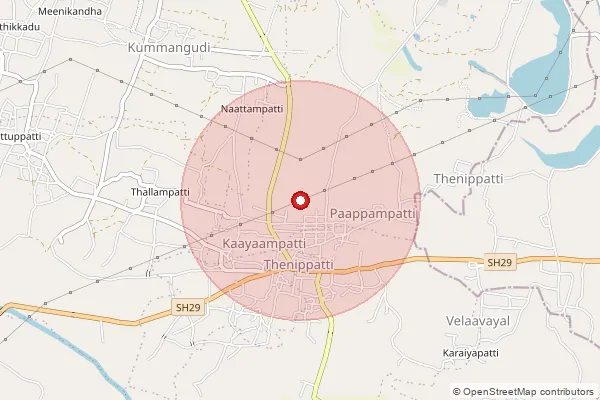 Map showing approximate area covered by Pincode 622202 — Kongudi B.O, Pudukkottai