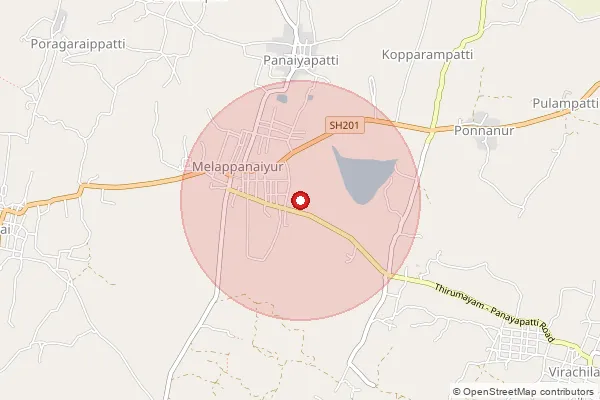 Map showing approximate area covered by Pincode 622402 — Arasamalai B.O, Pudukkottai