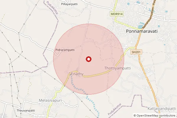 Map showing approximate area covered by Pincode 622403 — Selliampatti B.O, Sivaganga