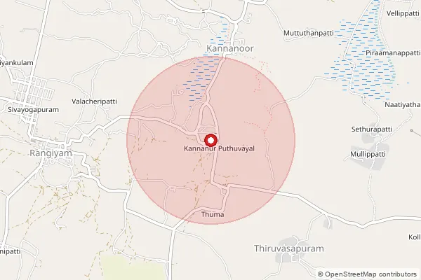 Map showing approximate area covered by Pincode 622409 — Kannanur B.O, Pudukkottai