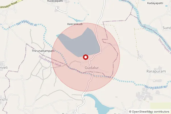 Map showing approximate area covered by Pincode 622412 — Melapanaiyur B.O, Pudukkottai