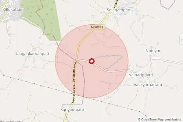 Map showing approximate area covered by Pincode 622502 — Kalamavur B.O, Pudukkottai