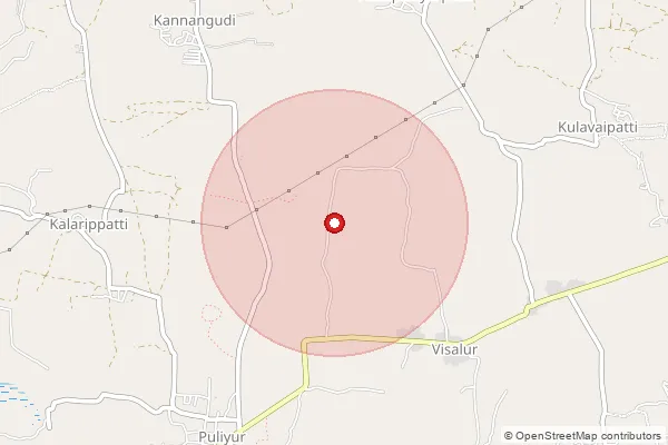 Map showing approximate area covered by Pincode 622504 — Kulathur S.O (Pudukkottai), Pudukkottai