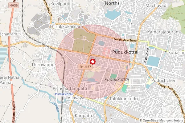 Map showing approximate area covered by Pincode 622506 — Sengirai B.O, Pudukkottai