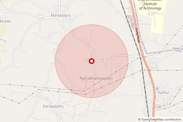 Map showing approximate area covered by Pincode 622515 — Mandaiyur B.O, Pudukkottai