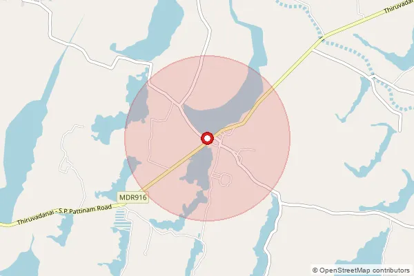 Map showing approximate area covered by Pincode 623404 — Nagarikathan Bo, Ramanathapuram