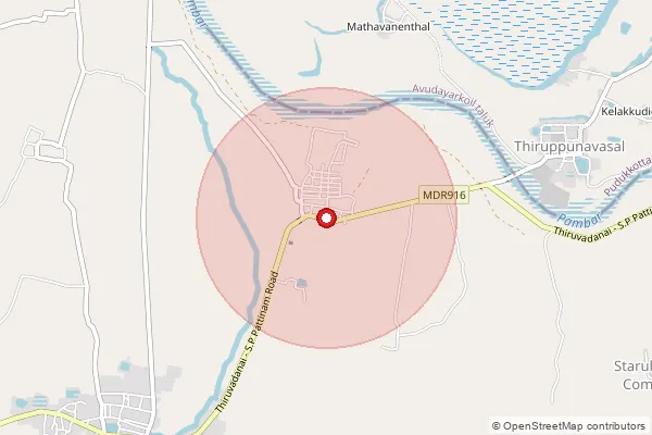Map showing approximate area covered by Pincode 623406 — Oriyur Bo, Ramanathapuram