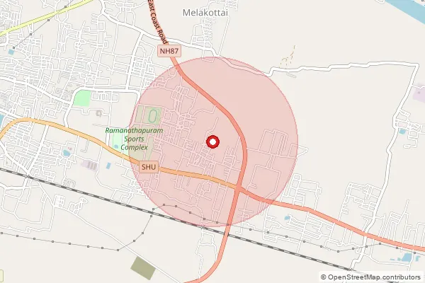 Map showing approximate area covered by Pincode 623503 — Pattanamkathan Bo, Ramanathapuram