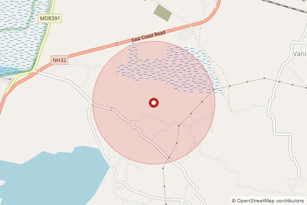 Map showing approximate area covered by Pincode 623504 — Peravoor Bo, Ramanathapuram