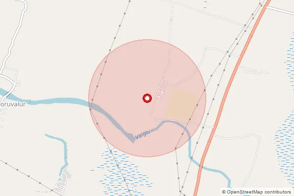 Map showing approximate area covered by Pincode 623513 — Peruvayal Bo, Ramanathapuram