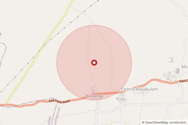 Map showing approximate area covered by Pincode 623515 — Mayakulam Bo, Ramanathapuram