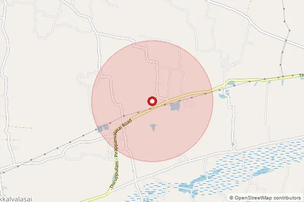 Map showing approximate area covered by Pincode 623523 — Kumbaram Bo, Ramanathapuram