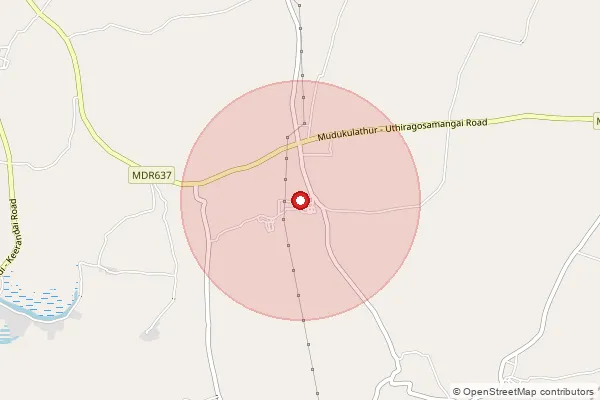 Map showing approximate area covered by Pincode 623529 — Ariyangundu Bo, Ramanathapuram