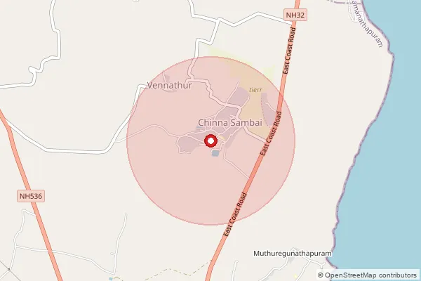 Map showing approximate area covered by Pincode 623531 — Kothiyarkottai Bo, Ramanathapuram